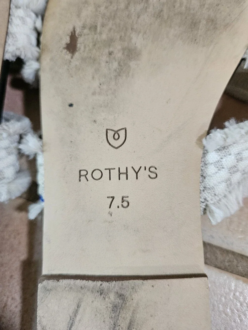 Rothy’s Triple Band Sandals in Seashell Fringe